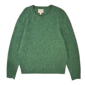 J.Crew Ivy Style Brushed Wool Dark Green Knit Crewneck Sweater sz L